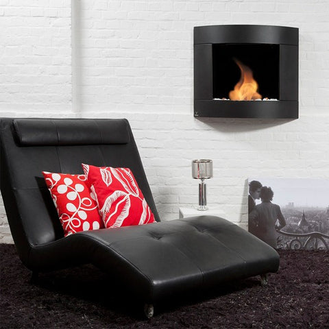Diamond ll Black Steel Curved Fireplace . Go Green! (click on the banner)